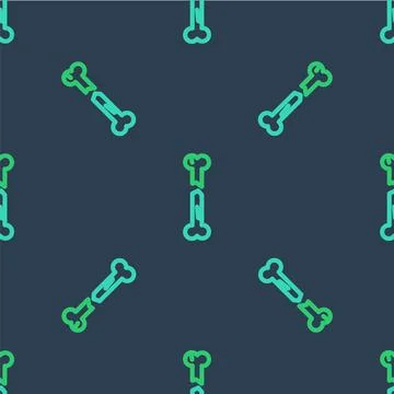 Line Human broken bone icon isolated seamless pattern on blue background. Vector Stockillustratie