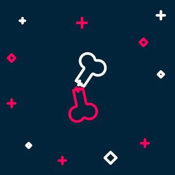 Line Human broken bone icon isolated on blue background. Colorful outline Stock Illustration