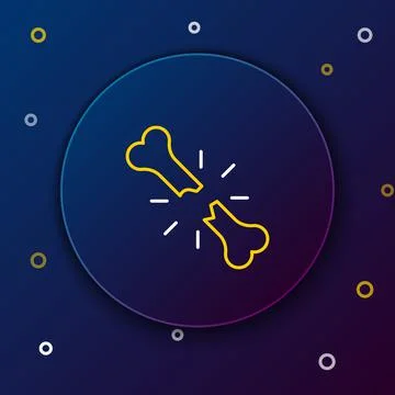 Line Human broken bone icon isolated on blue background. Colorful outline Stock Illustration