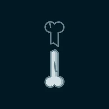 Line Human broken bone icon isolated on black background. Flat filled outli.. Stock Illustration