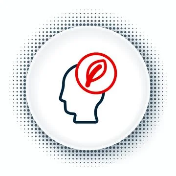 Line Human head with leaf inside icon isolated on white background. Colorfu.. Stock Illustration