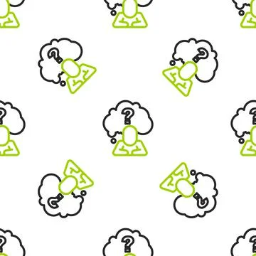 Line Human head with question mark icon isolated seamless pattern on white Stock Illustration