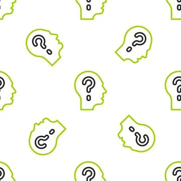 Line Human head with question mark icon isolated seamless pattern on white 库存插图