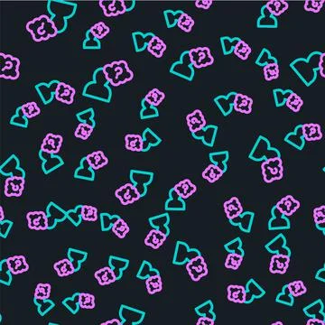 Line Human head with question mark icon isolated seamless pattern on black Stock Illustration