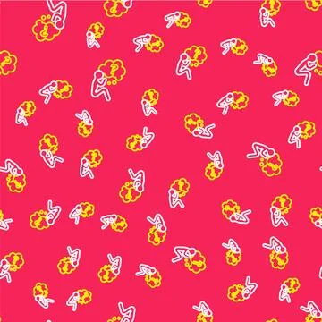 Line Human head with question mark icon isolated seamless pattern on red 스톡 일러스트