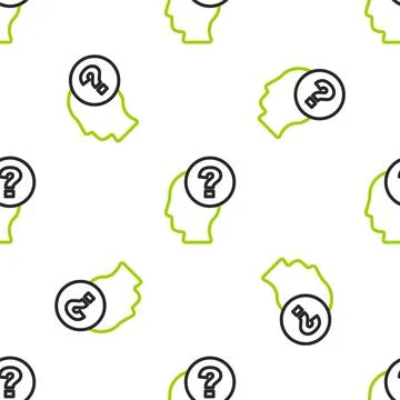 Line Human head with question mark icon isolated seamless pattern on white イラスト素材