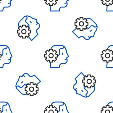 Line Humanoid robot icon isolated seamless pattern on white background Illustrazione stock