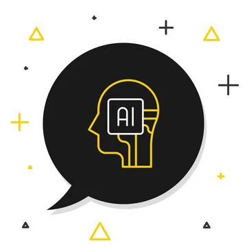 Line Humanoid robot icon isolated on white background. Artificial intelligence Stock Illustration