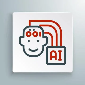 Line Humanoid robot icon isolated on white background. Artificial intelligence Illustrazione stock