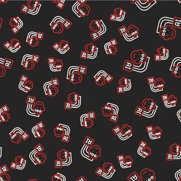 Line Humanoid robot icon isolated seamless pattern on black background イラスト素材