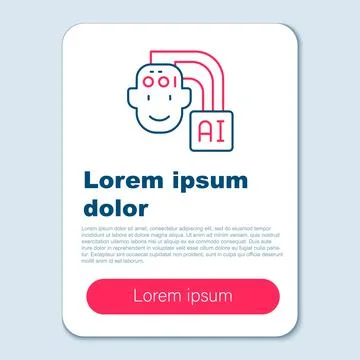 Line Humanoid robot icon isolated on grey background. Artificial intelligence Illustrazione stock