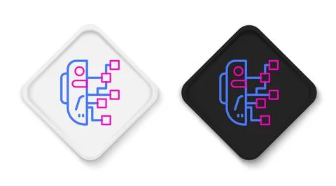 Line Humanoid robot icon isolated on white background. Artificial intelligence Illustrazione stock