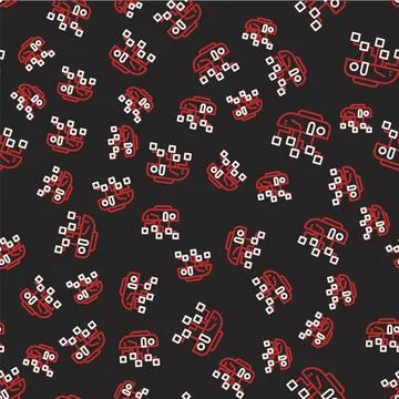 Line Humanoid robot icon isolated seamless pattern on black background. Art.. Illustrazione stock