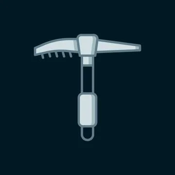 Line Ice axe icon isolated on black background. Montain climbing equipment... Stock Illustration