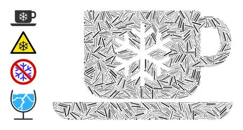 Line Ice Coffee Icon Vector Mosaic 스톡 일러스트