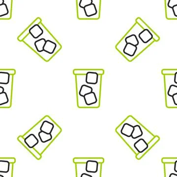 Line Ice tea icon isolated seamless pattern on white background. Iced tea.  V Stockillustratie