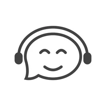 Line icn headphone bubble chat customer service design vector flat Illustrazione stock