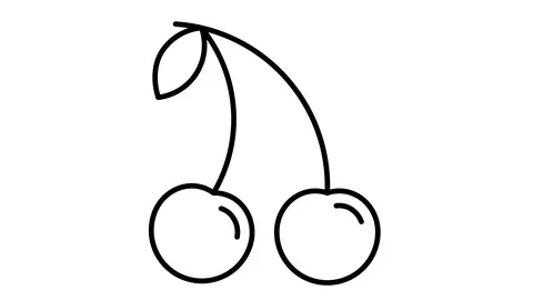 Line icon animation cherry Stock Footage 103732915