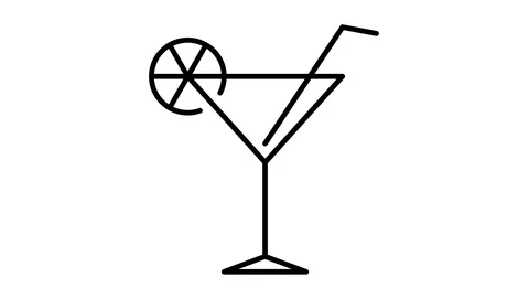 Line icon animation cocktail Stock Footage 103723596