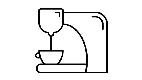 Line icon animation coffee maker Stock Footage 103435946