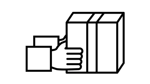 Line icon animation hand box 스톡 동영상 103305750
