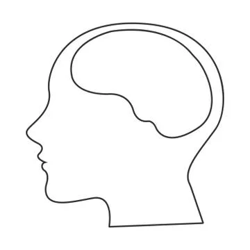 Line icon- brain flat Stock Illustration