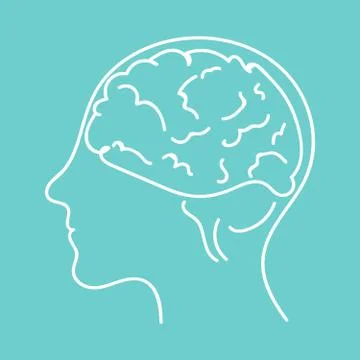 Line icon- brain vector flat illustration Stock Illustration