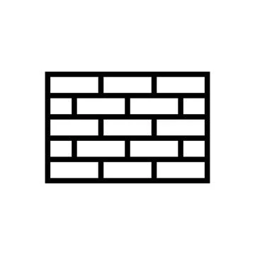 Line icon brick wall isolated on white background. 库存插图
