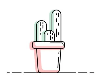 The line icon of the cactus. Illustrazione stock