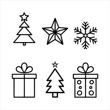 Line Icon of Christmas Items Stock Illustration