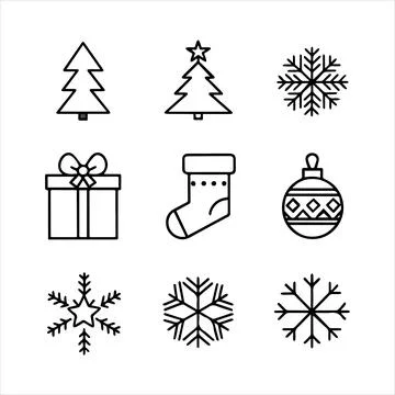 Line Icon of Christmas Items Stock Illustration