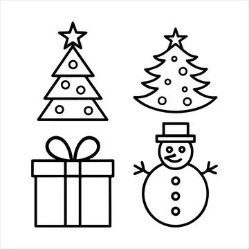 Line Icon of Christmas Items Stock Illustration
