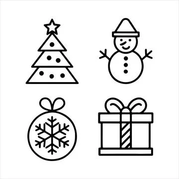 Line Icon of Christmas Items Stock Illustration