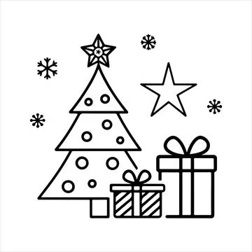 Line Icon of Christmas Items Stock Illustration