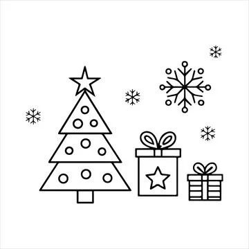 Line Icon of Christmas Items Stock Illustration