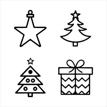 Line Icon of Christmas Items Stock Illustration