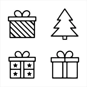 Line Icon of Christmas Items Stock Illustration