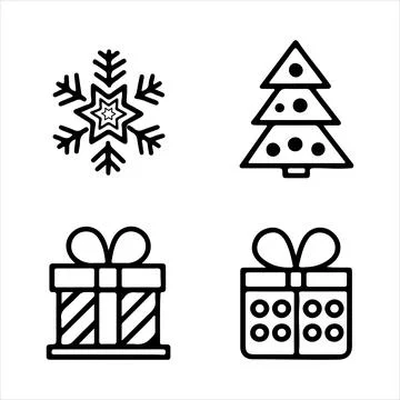 Line Icon of Christmas Items Stock Illustration