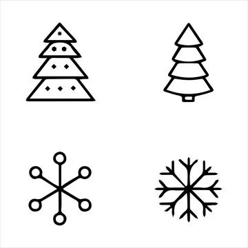 Line Icon of Christmas Items Stock Illustration
