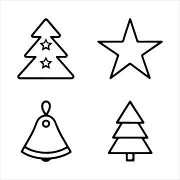 Line Icon of Christmas Items Stock Illustration
