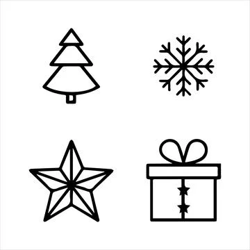 Line Icon of Christmas Items Stock Illustration