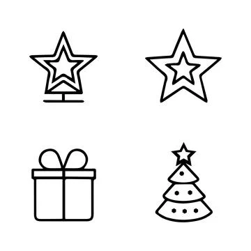 Line Icon of Christmas Items Stock Illustration