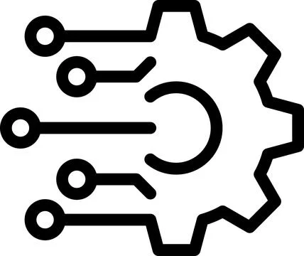 Line icon as concept of digital tech process 스톡 일러스트