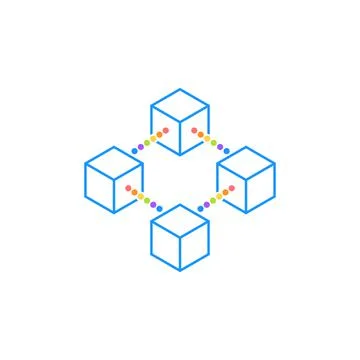 Line icon cube with dots design vector illustration. Stock Illustration