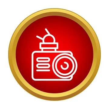 Line icon digital camera for photographers symbolizing media Stock Illustration