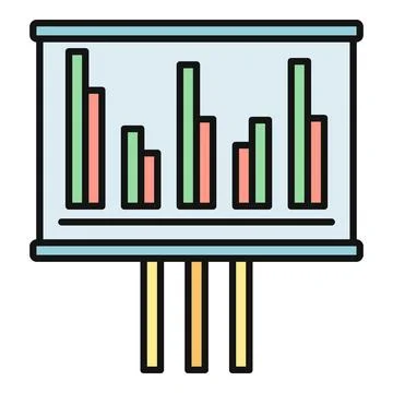 Line icon displaying data bar chart presentation Illustrazione stock
