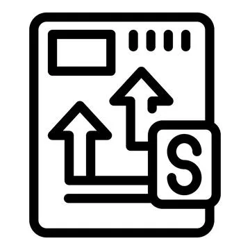 Line icon of a document with arrows going up, symbolizing a successful strategy 库存插图