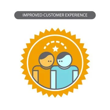 Line icon with flat design elements of business concepts, improved customer 스톡 일러스트