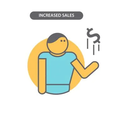 Line icon with flat design elements of business concept  increased sales. Modern Stock Illustration