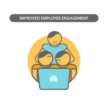 Line icon with flat design elements of business concept  employee engagement イラスト素材